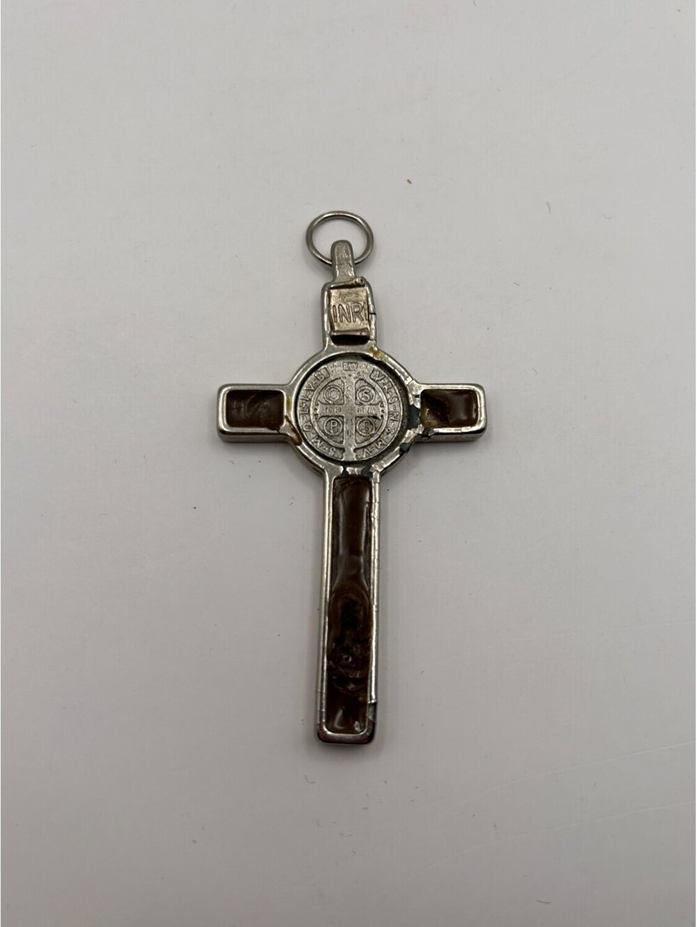 Saint Benedict Crucifix Pendant Cross Brown Double-Sided Center Medal